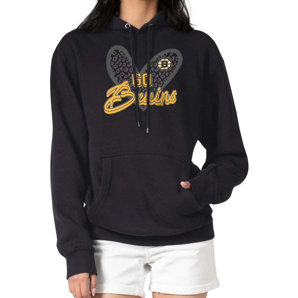 Boston Bruins G-III 4Her by Carl Banks Women's Animal Print Heart Fleece Pullover Hoodie - Black - NHL 202214021