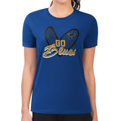 St. Louis Blues G-III 4Her by Carl Banks Women's Super-Slim Fit Lightweight Animal Print Heart T-Shirt - Blue - NHL 202214149