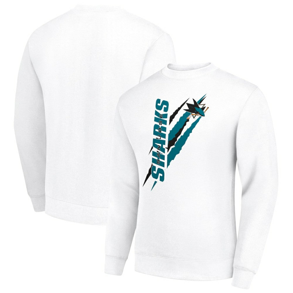 San Jose Sharks Starter Color Scratch Pullover Sweatshirt - White - NHL 202215712