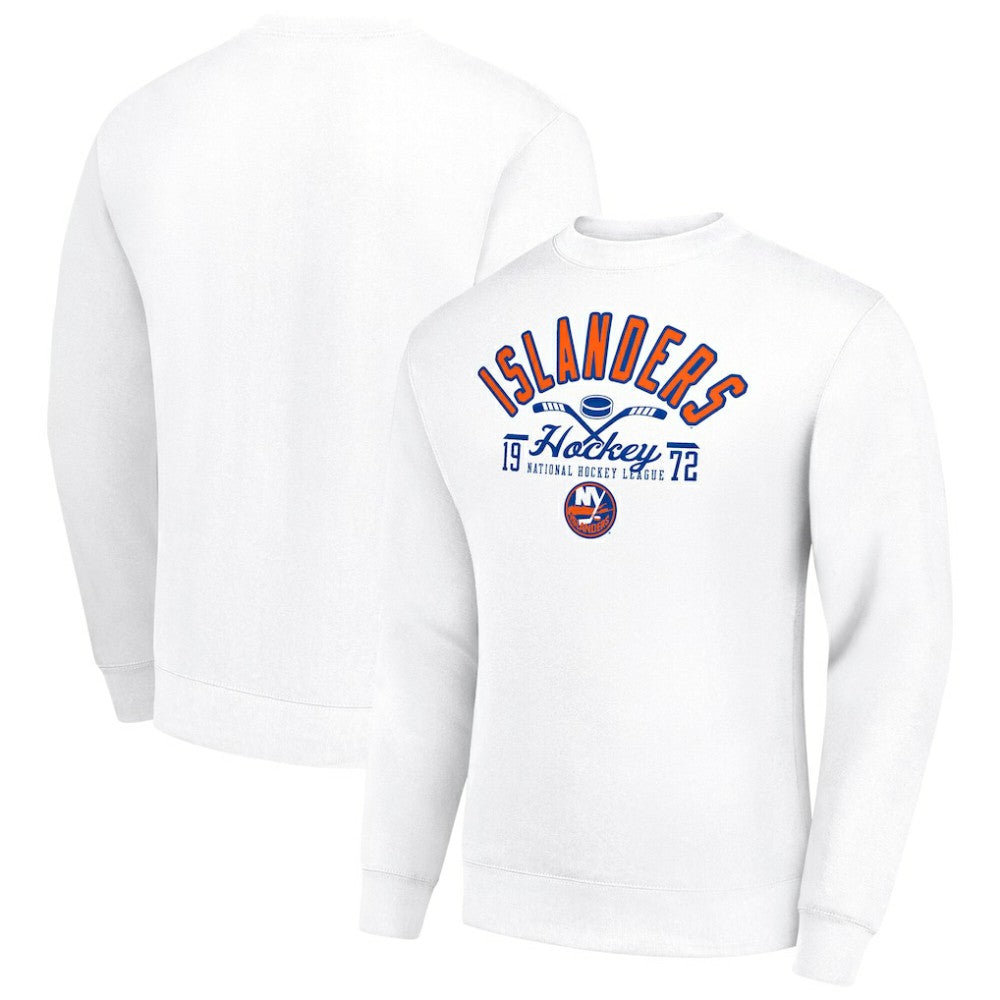 New York Islanders Starter Stick And Puck Logo Fleece Pullover Sweatshirt - White - NHL 202215799