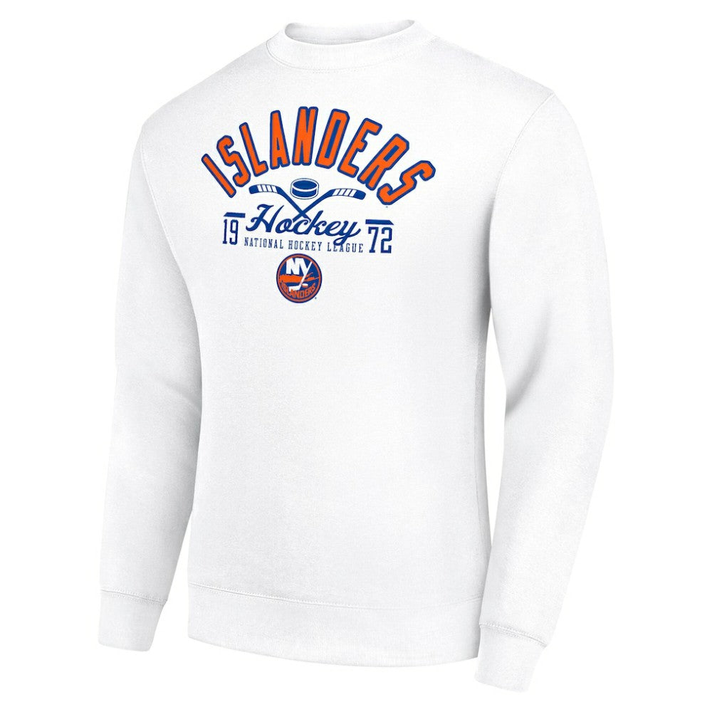 New York Islanders Starter Stick And Puck Logo Fleece Pullover Sweatshirt - White - NHL 202215799
