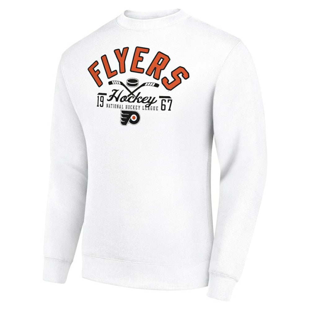 Philadelphia Flyers Starter Stick And Puck Logo Fleece Pullover Sweatshirt - White - NHL 202215803