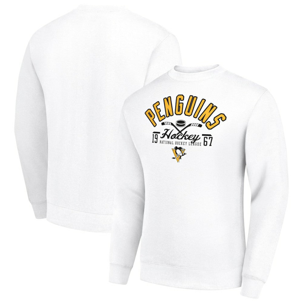 Pittsburgh Penguins Starter Stick And Puck Logo Fleece Pullover Sweatshirt - White - NHL 202215805