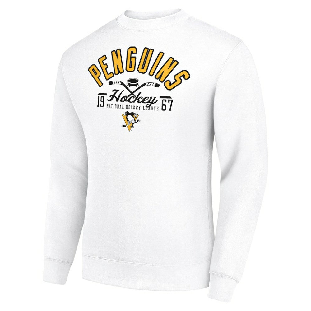 Pittsburgh Penguins Starter Stick And Puck Logo Fleece Pullover Sweatshirt - White - NHL 202215805