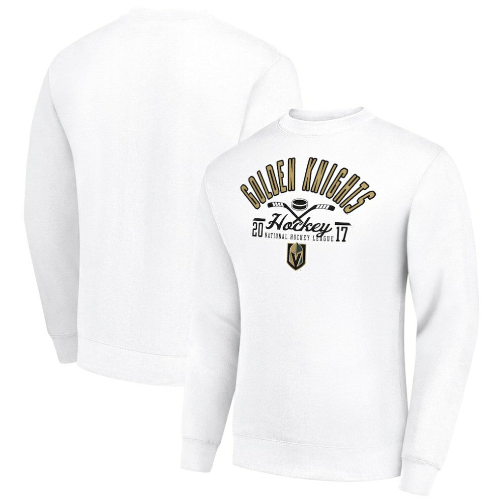 Vegas Golden Knights Starter Stick And Puck Logo Fleece Pullover Sweatshirt - White - NHL 202215812