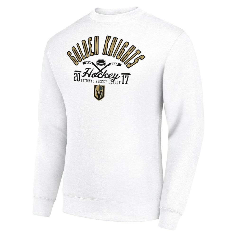 Vegas Golden Knights Starter Stick And Puck Logo Fleece Pullover Sweatshirt - White - NHL 202215812