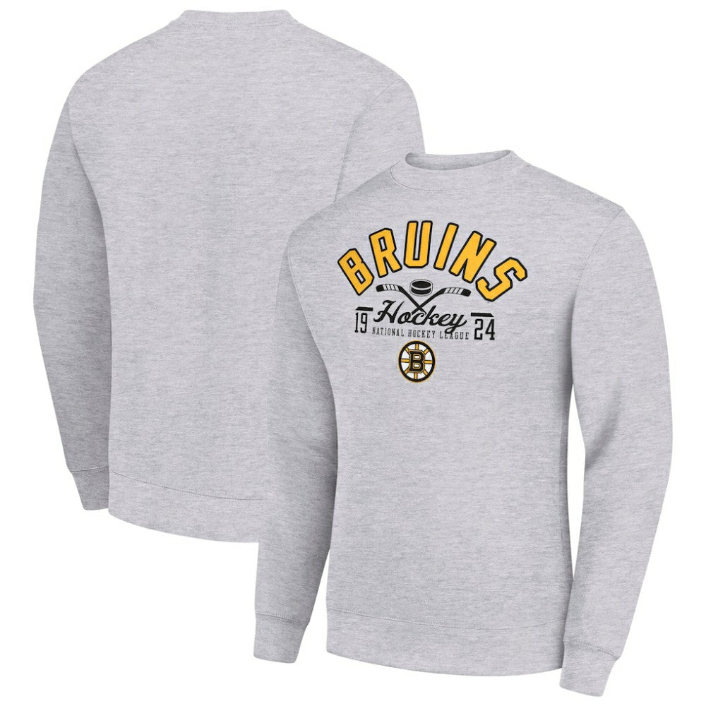 Boston Bruins Starter Stick And Puck Logo Fleece Pullover Sweatshirt - Heather Gray - NHL 202215816