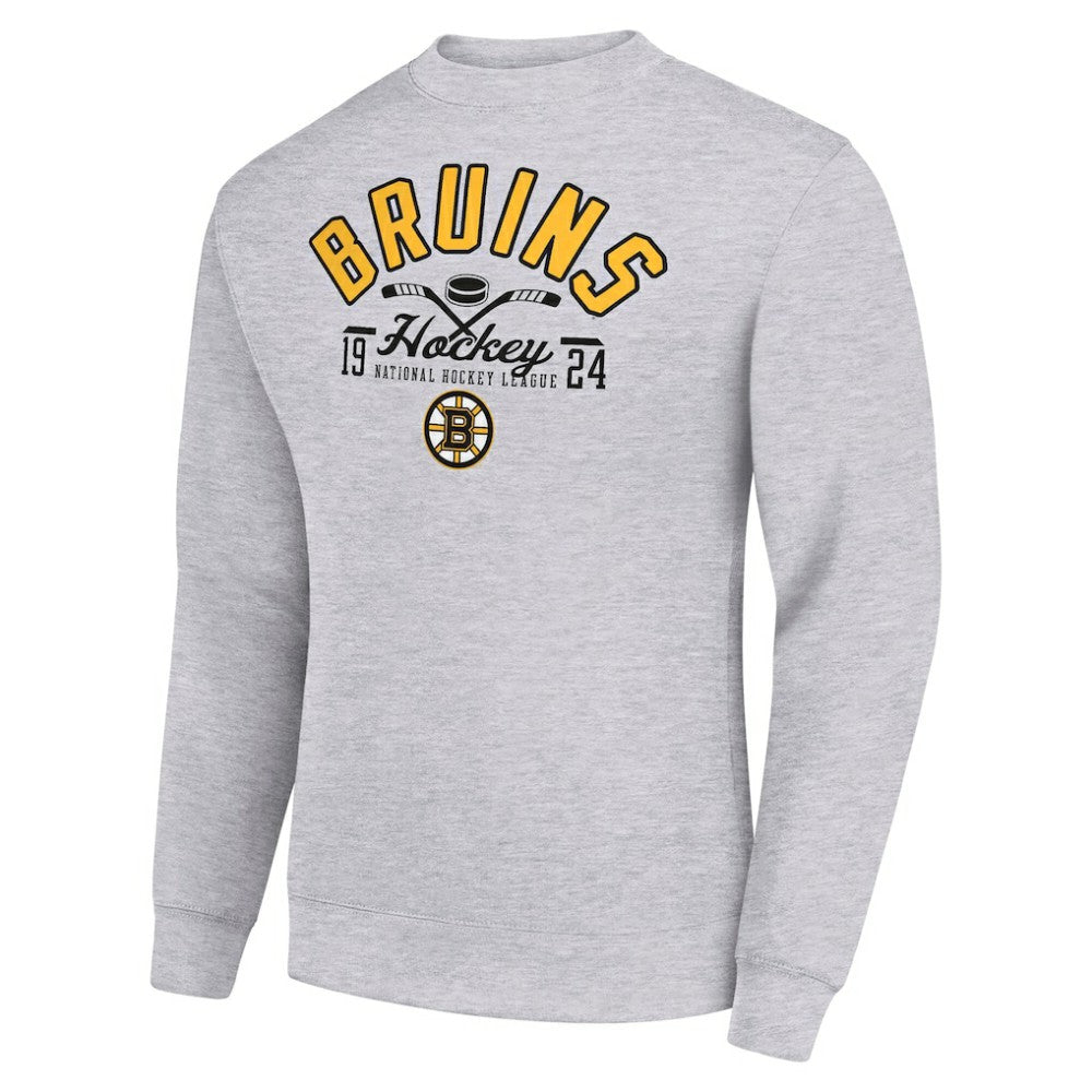 Boston Bruins Starter Stick And Puck Logo Fleece Pullover Sweatshirt - Heather Gray - NHL 202215816