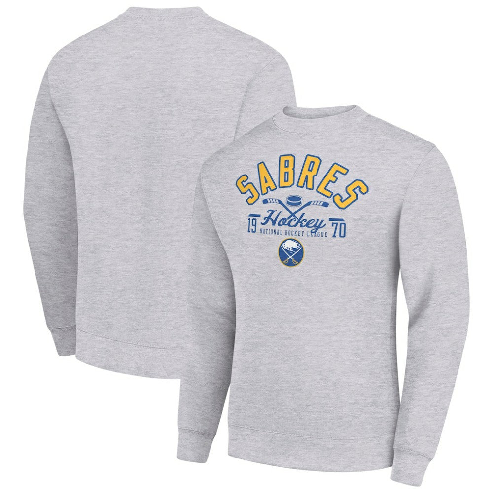 Buffalo Sabres Starter Stick And Puck Logo Fleece Pullover Sweatshirt - Heather Gray - NHL 202215817