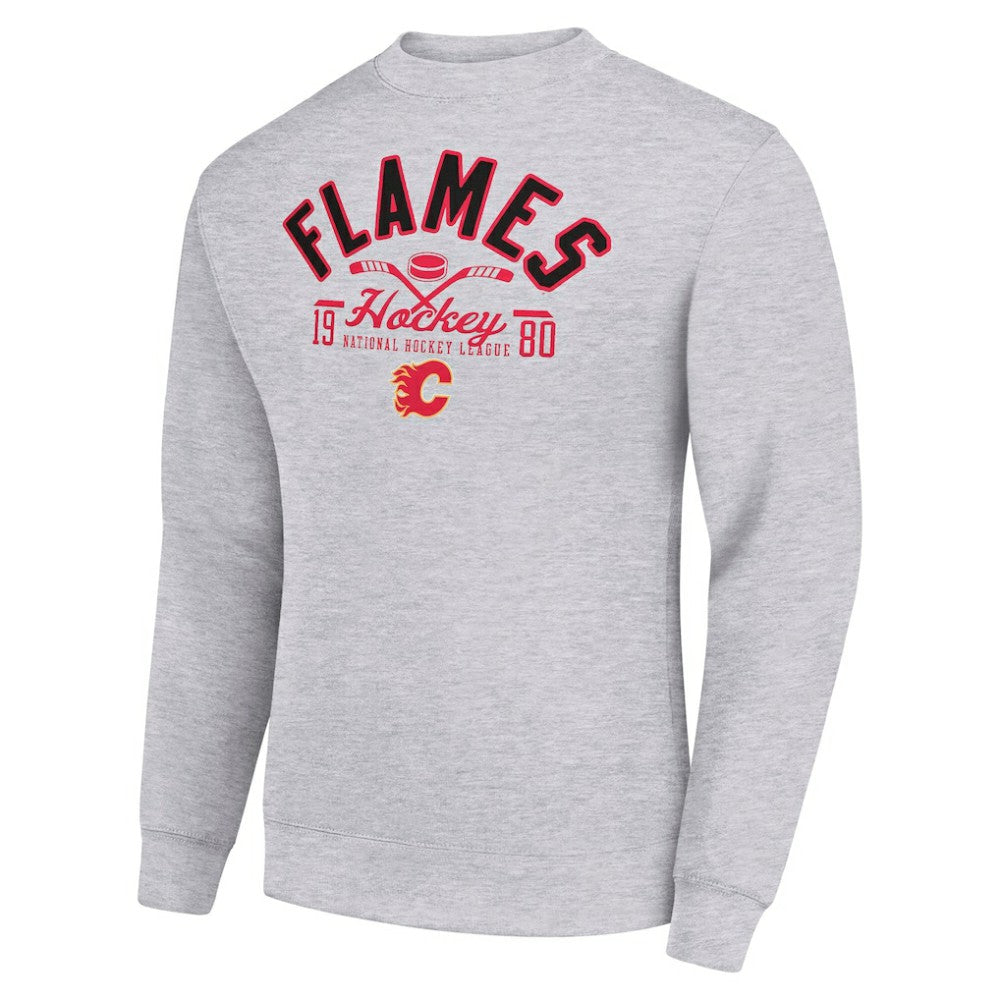 Calgary Flames Starter Stick And Puck Logo Fleece Pullover Sweatshirt - Heather Gray - NHL 202215818