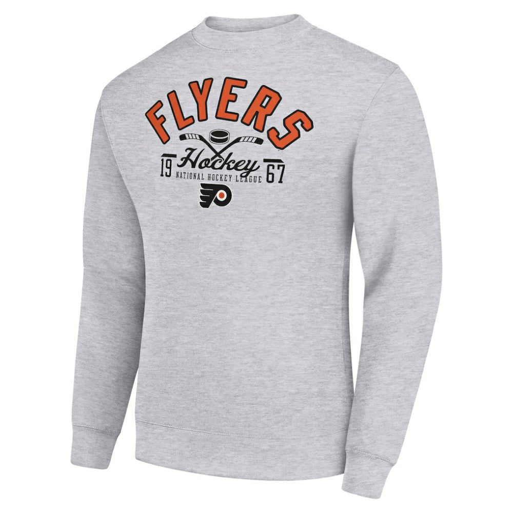 Philadelphia Flyers Starter Stick And Puck Logo Fleece Pullover Sweatshirt - Heather Gray - NHL 202215820