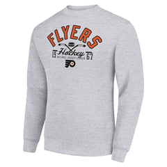 Philadelphia Flyers Starter Stick And Puck Logo Fleece Pullover Sweatshirt - Heather Gray - NHL 202215820