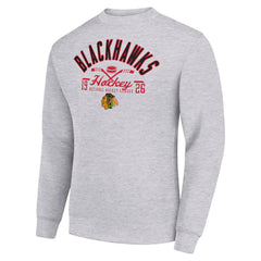 Chicago Blackhawks Starter Stick And Puck Logo Fleece Pullover Sweatshirt - Heather Gray - NHL 202215821