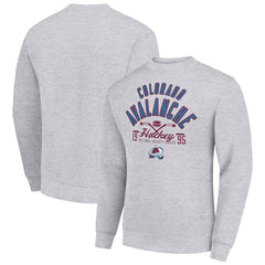 Colorado Avalanche Starter Stick And Puck Logo Fleece Pullover Sweatshirt - Heather Gray - NHL 202215822