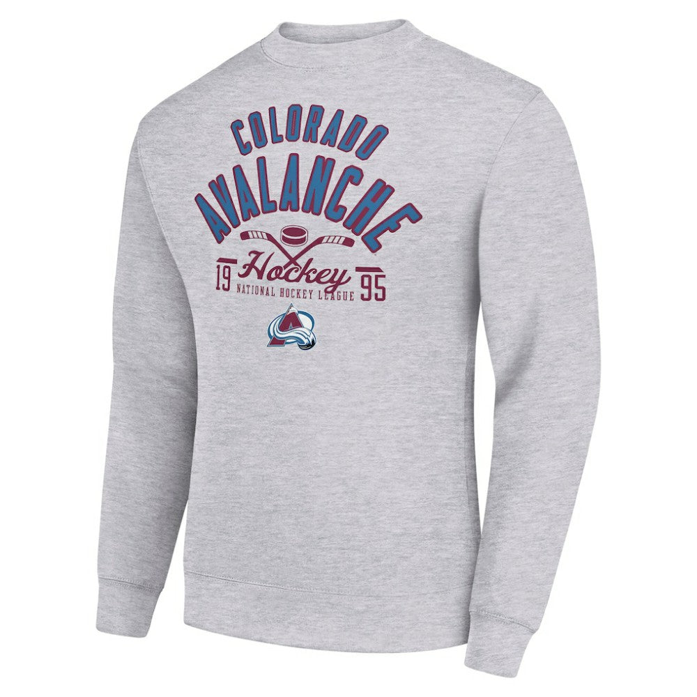 Colorado Avalanche Starter Stick And Puck Logo Fleece Pullover Sweatshirt - Heather Gray - NHL 202215822