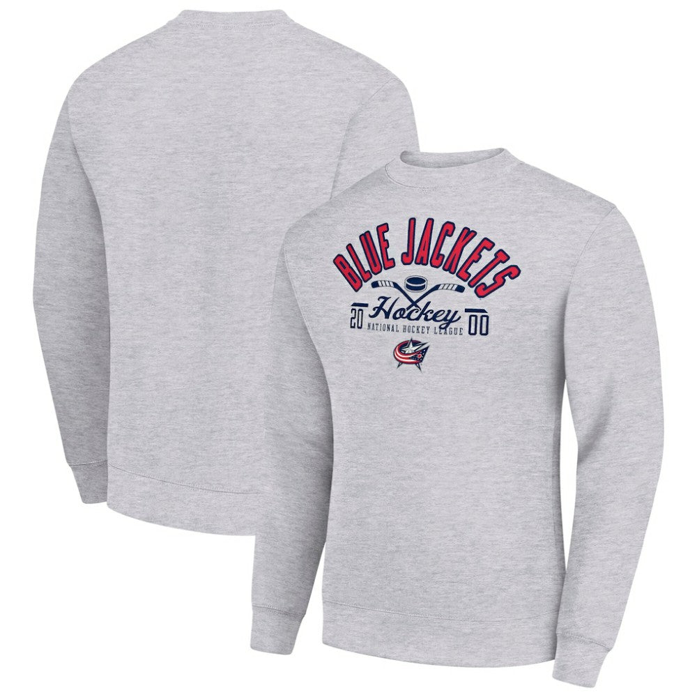 Columbus Blue Jackets Starter Stick And Puck Logo Fleece Pullover Sweatshirt - Heather Gray - NHL 202215823