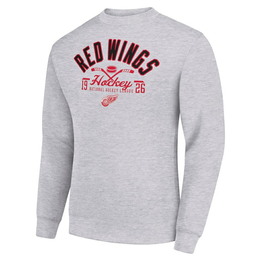 Detroit Red Wings Starter Stick And Puck Logo Fleece Pullover Sweatshirt - Heather Gray - NHL 202215825