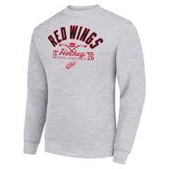Detroit Red Wings Starter Stick And Puck Logo Fleece Pullover Sweatshirt - Heather Gray - NHL 202215825