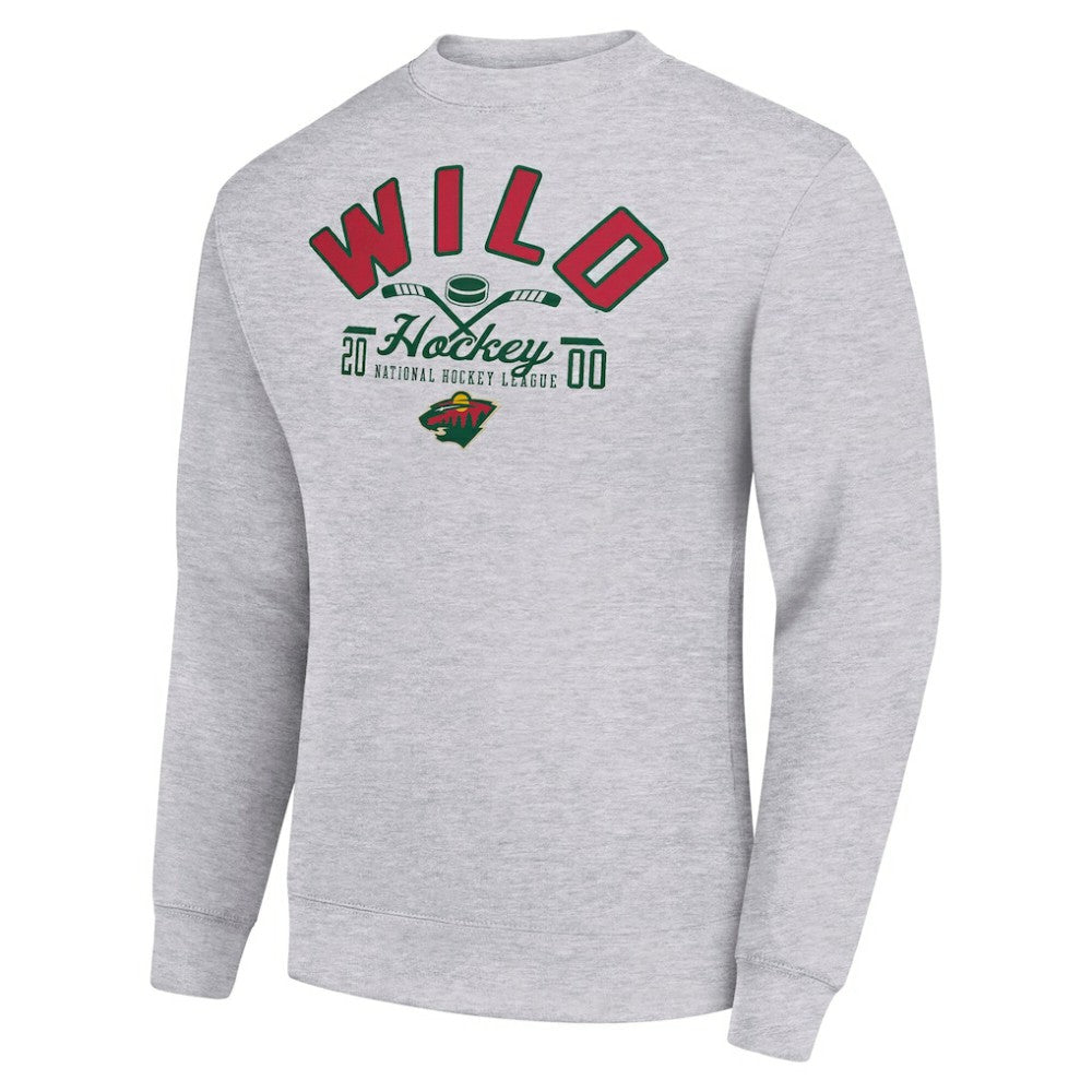 Minnesota Wild Starter Stick And Puck Logo Fleece Pullover Sweatshirt - Heather Gray - NHL 202215829