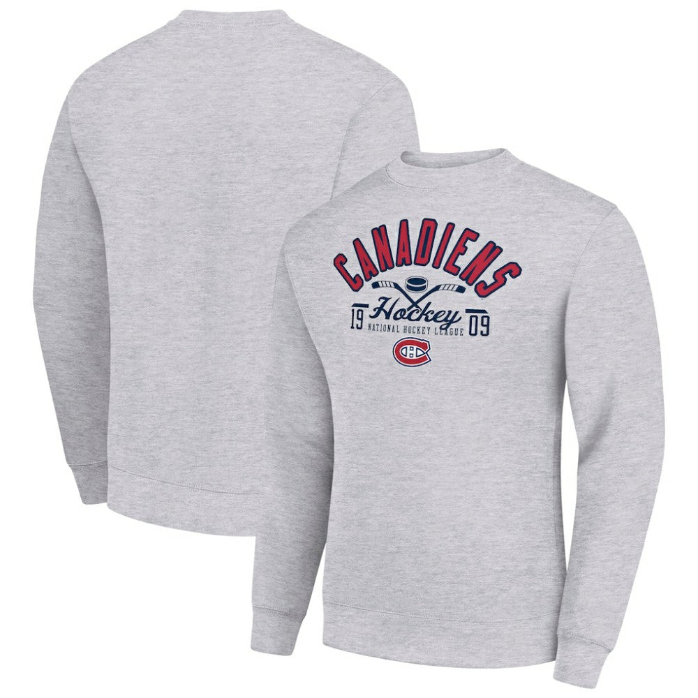 Montreal Canadiens Starter Stick And Puck Logo Fleece Pullover Sweatshirt - Heather Gray - NHL 202215830