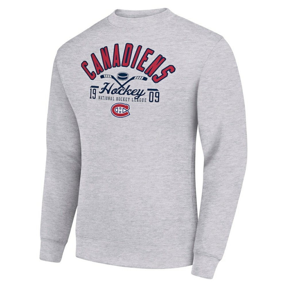 Montreal Canadiens Starter Stick And Puck Logo Fleece Pullover Sweatshirt - Heather Gray - NHL 202215830