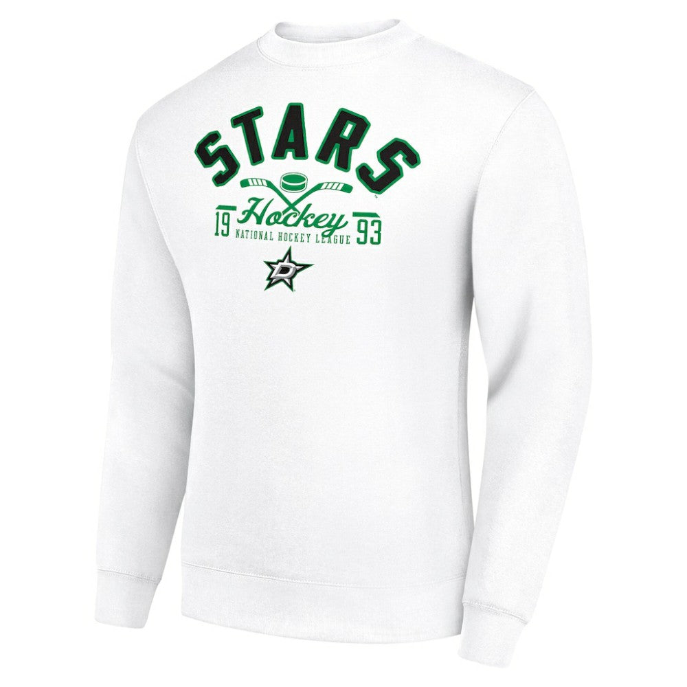 Dallas Stars Starter Stick And Puck Logo Fleece Pullover Sweatshirt - White - NHL 202215831