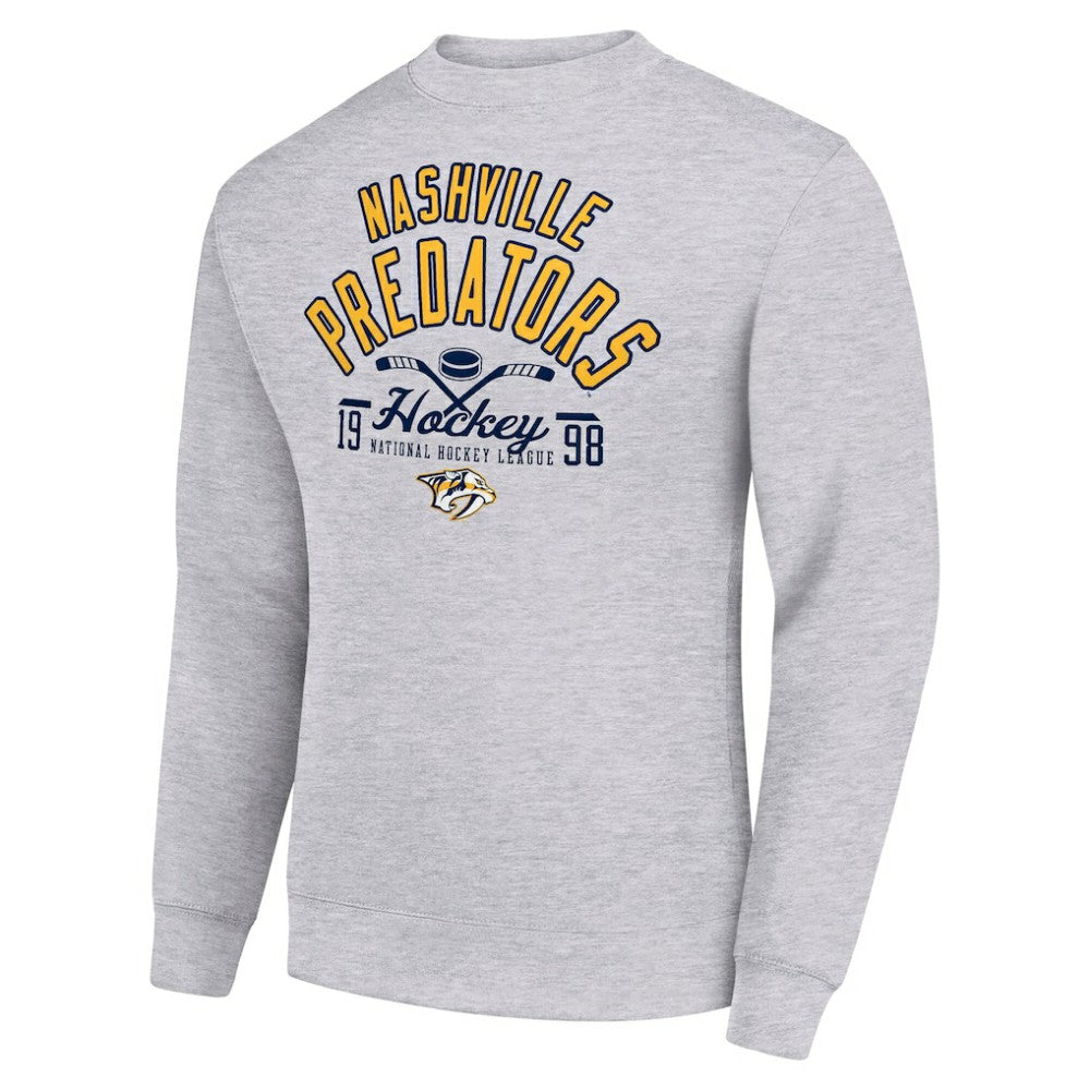 Nashville Predators Starter Stick And Puck Logo Fleece Pullover Sweatshirt - Heather Gray - NHL 202215832