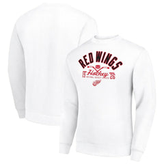 Detroit Red Wings Starter Stick And Puck Logo Fleece Pullover Sweatshirt - White - NHL 202215833