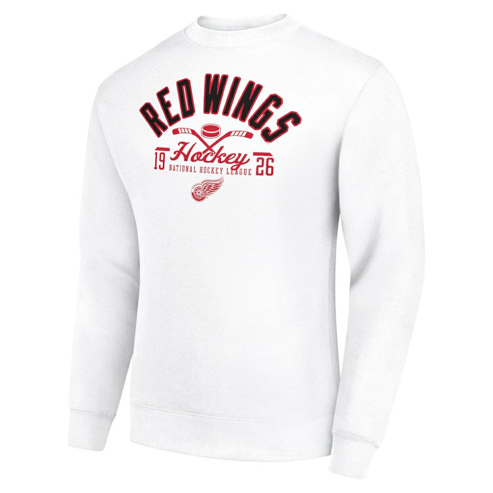 Detroit Red Wings Starter Stick And Puck Logo Fleece Pullover Sweatshirt - White - NHL 202215833