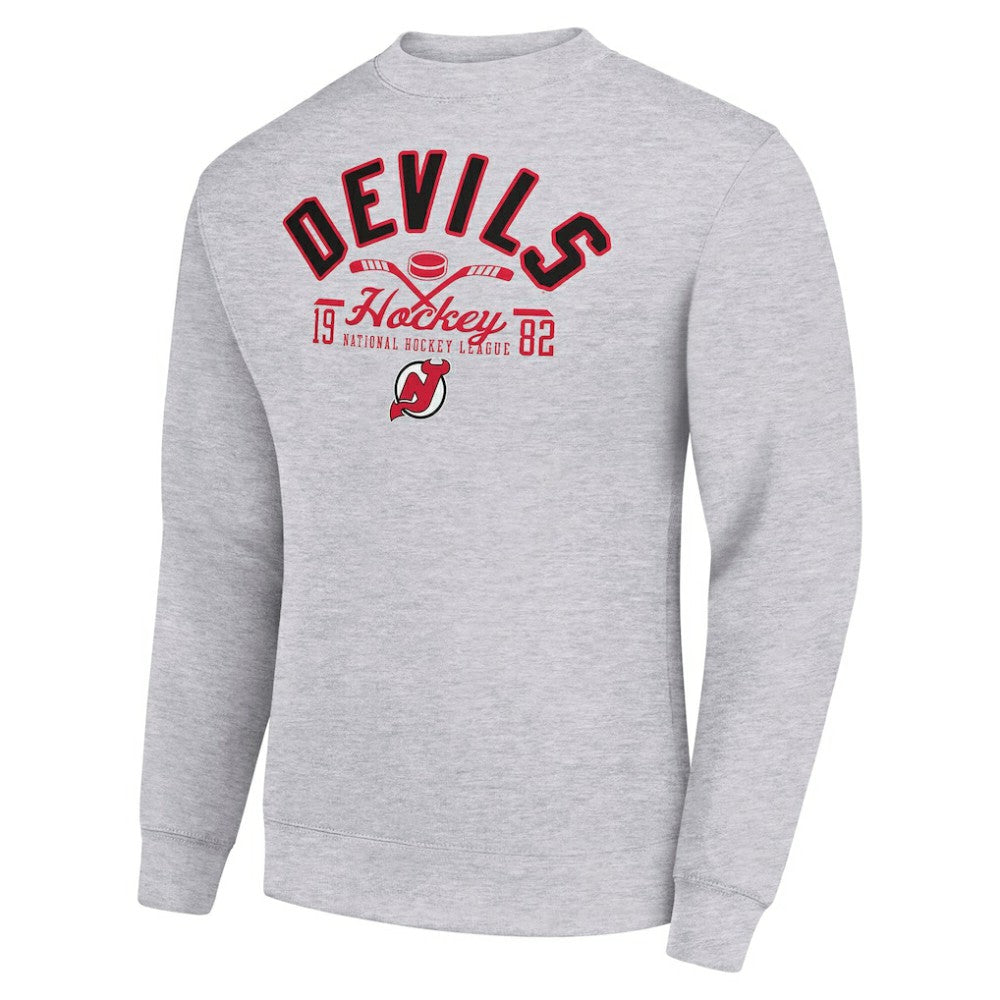 New Jersey Devils Starter Stick And Puck Logo Fleece Pullover Sweatshirt - Heather Gray - NHL 202215834