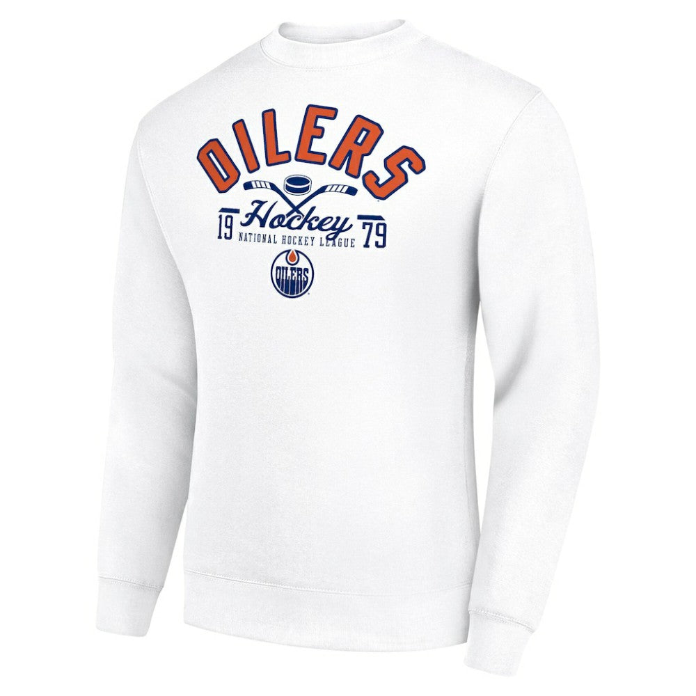 Edmonton Oilers Starter Stick And Puck Logo Fleece Pullover Sweatshirt - White - NHL 202215835