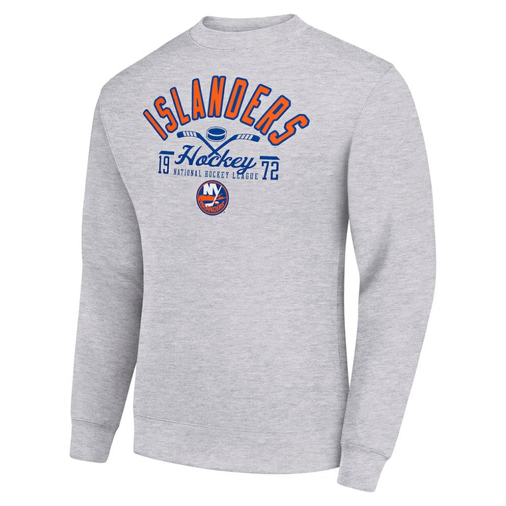 New York Islanders Starter Stick And Puck Logo Fleece Pullover Sweatshirt - Heather Gray - NHL 202215836