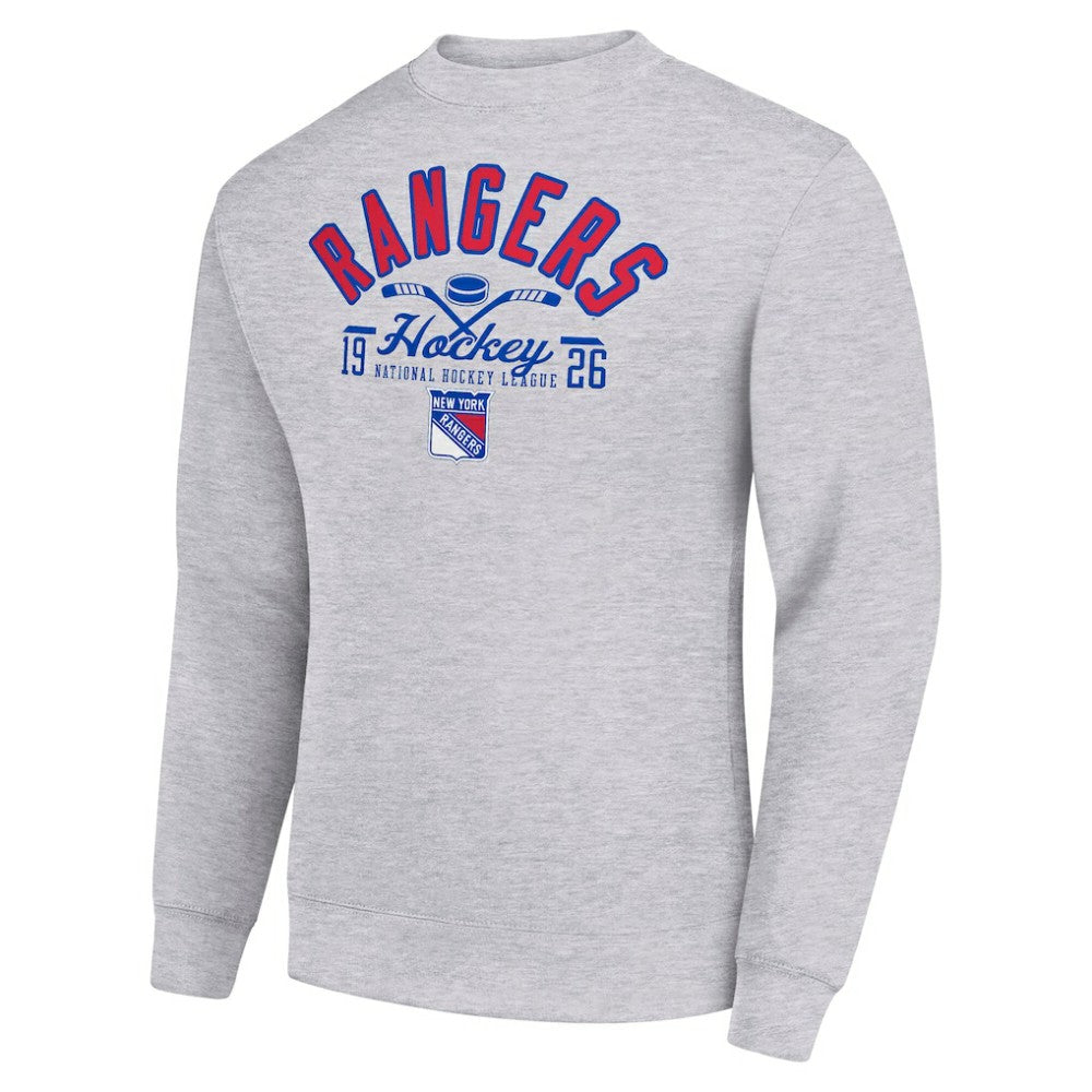New York Rangers Starter Stick And Puck Logo Fleece Pullover Sweatshirt - Heather Gray - NHL 202215838