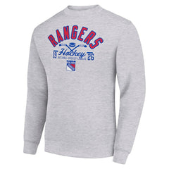 New York Rangers Starter Stick And Puck Logo Fleece Pullover Sweatshirt - Heather Gray - NHL 202215838