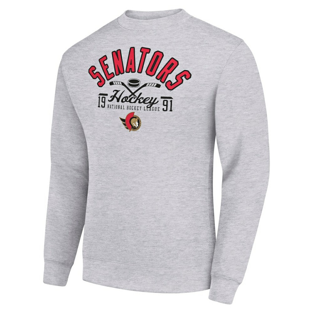 Ottawa Senators Starter Stick And Puck Logo Fleece Pullover Sweatshirt - Heather Gray - NHL 202215844