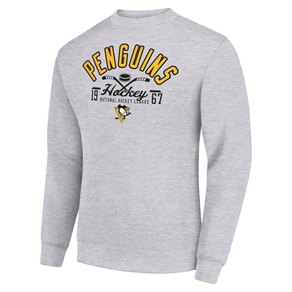 Pittsburgh Penguins Starter Stick And Puck Logo Fleece Pullover Sweatshirt - Heather Gray - NHL 202215845