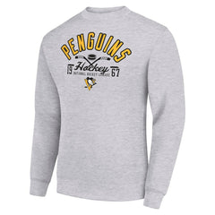 Pittsburgh Penguins Starter Stick And Puck Logo Fleece Pullover Sweatshirt - Heather Gray - NHL 202215845