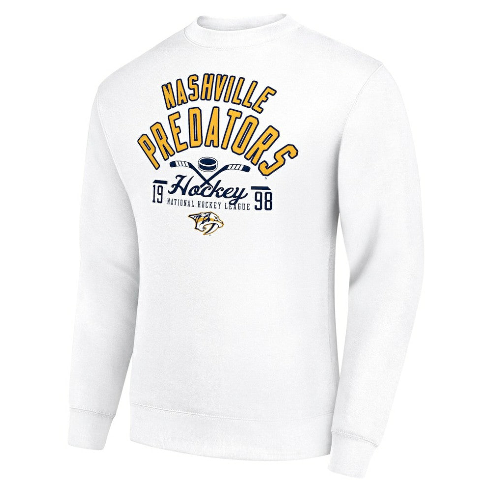 Nashville Predators Starter Stick And Puck Logo Fleece Pullover Sweatshirt - White - NHL 202215846