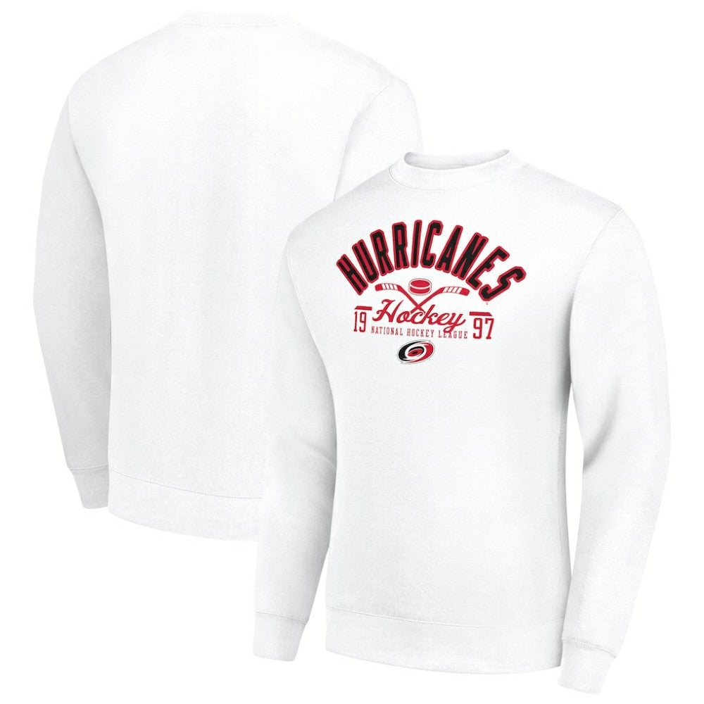 Carolina Hurricanes Starter Stick And Puck Logo Fleece Pullover Sweatshirt - White - NHL 202215852
