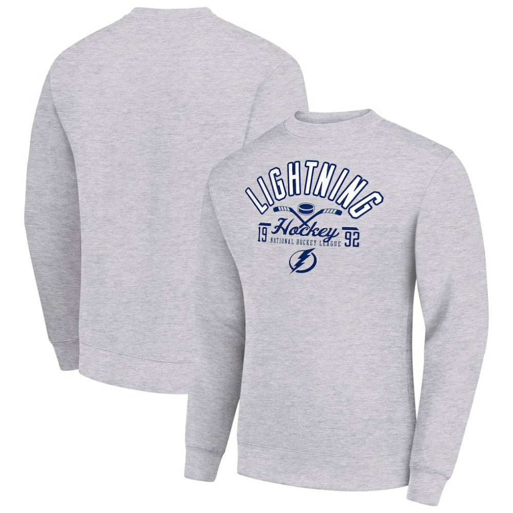 Tampa Bay Lightning Starter Stick And Puck Logo Fleece Pullover Sweatshirt - Heather Gray - NHL 202215856