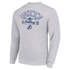 Tampa Bay Lightning Starter Stick And Puck Logo Fleece Pullover Sweatshirt - Heather Gray - NHL 202215856