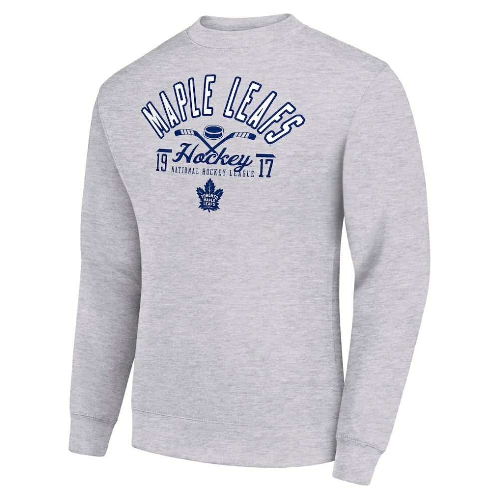 Toronto Maple Leafs Starter Stick And Puck Logo Fleece Pullover Sweatshirt - Heather Gray - NHL 202215857