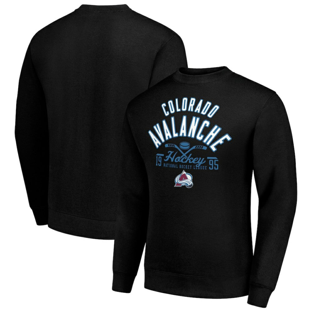 Colorado Avalanche Starter Stick And Puck Logo Fleece Pullover Sweatshirt - Black - NHL 202215860