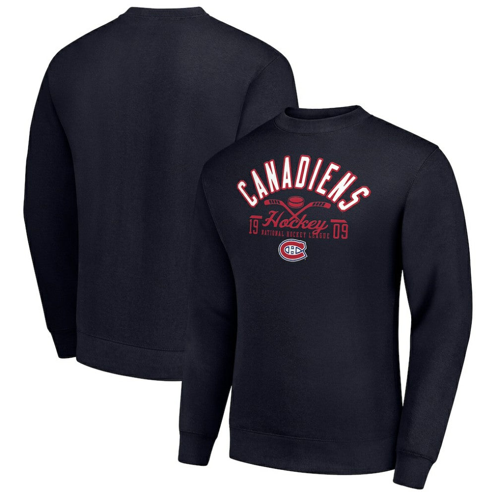 Montreal Canadiens Starter Stick And Puck Logo Fleece Pullover Sweatshirt - Navy - NHL 202215866