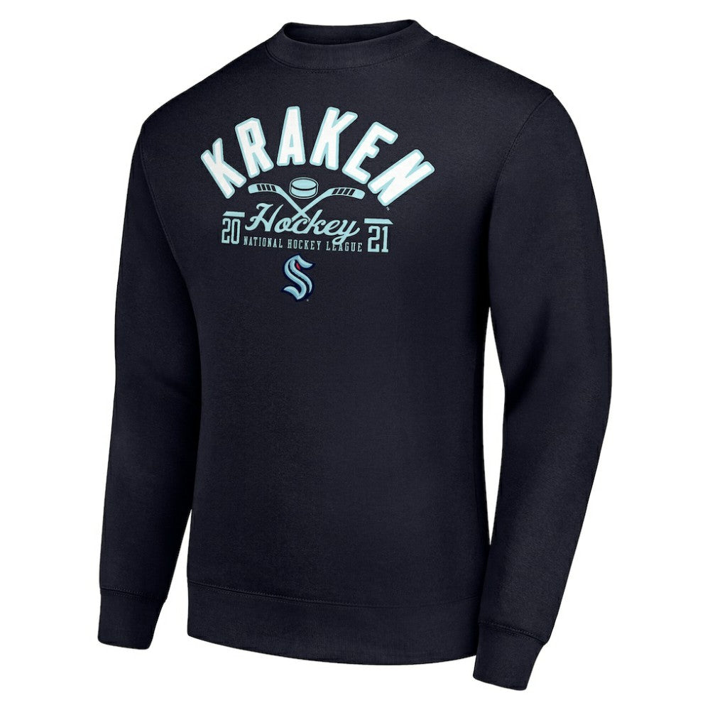 Seattle Kraken Starter Stick And Puck Logo Fleece Pullover Sweatshirt - Navy - NHL 202215871
