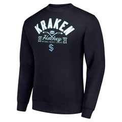 Seattle Kraken Starter Stick And Puck Logo Fleece Pullover Sweatshirt - Navy - NHL 202215871