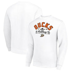 Anaheim Ducks Starter Stick And Puck Logo Fleece Pullover Sweatshirt - White - NHL 202215873