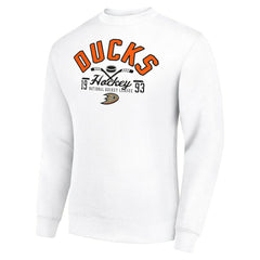 Anaheim Ducks Starter Stick And Puck Logo Fleece Pullover Sweatshirt - White - NHL 202215873
