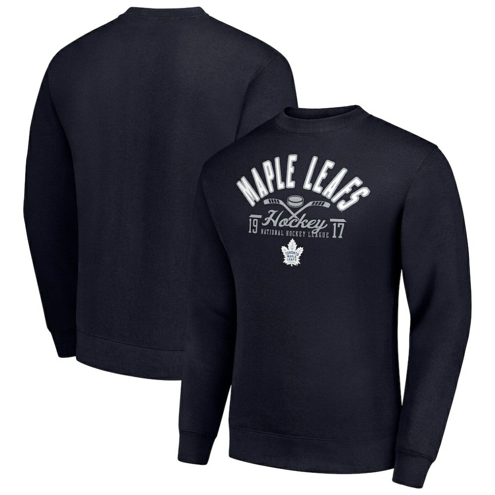 Toronto Maple Leafs Starter Stick And Puck Logo Fleece Pullover Sweatshirt - Navy - NHL 202215877