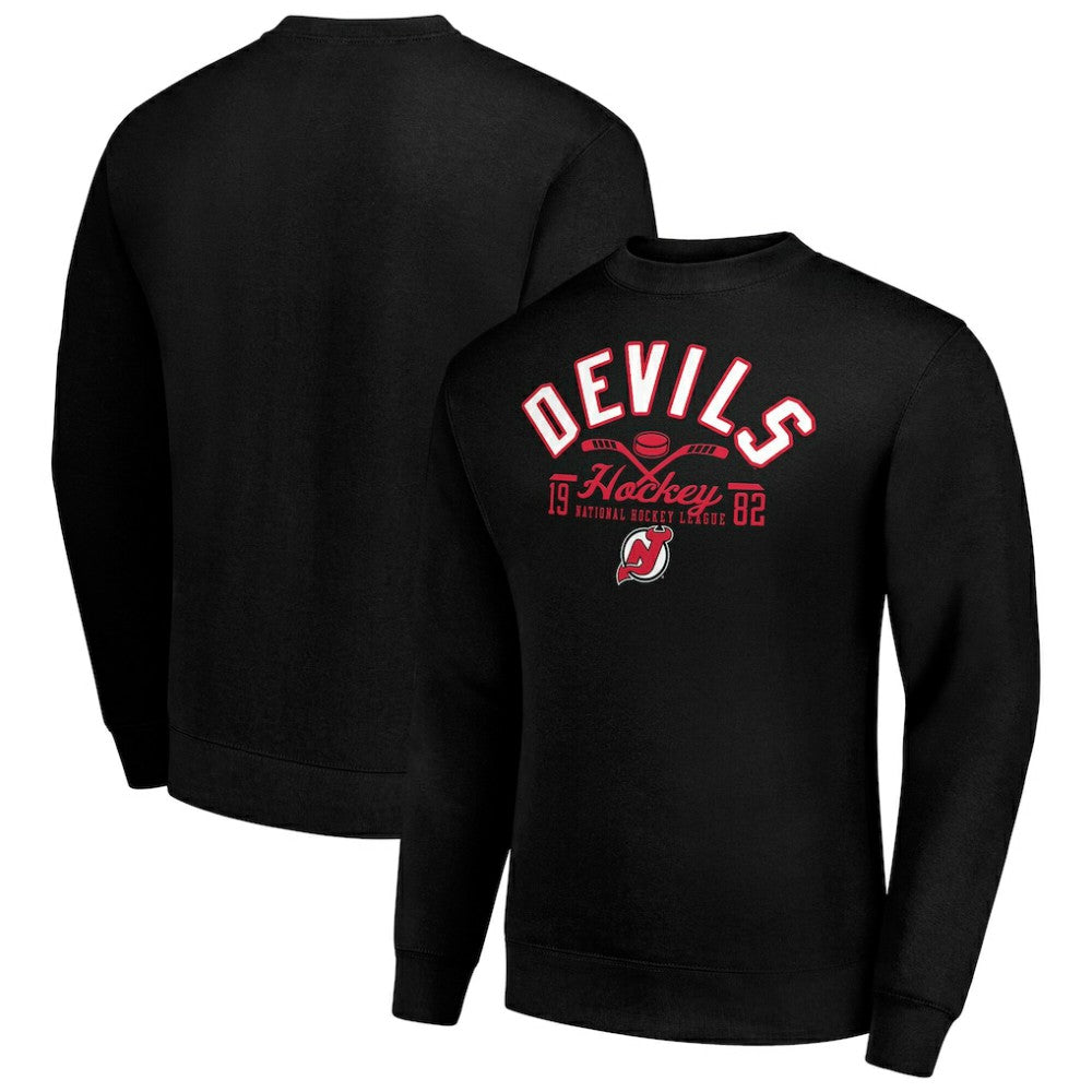New Jersey Devils Starter Stick And Puck Logo Fleece Pullover Sweatshirt - Black - NHL 202215880